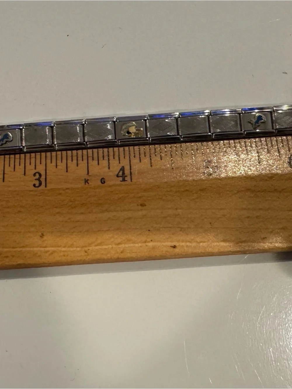 Stainless Steel Silver Tone Link Bracelet with Gold Accent